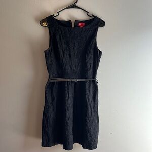 Elle women’s sleeveless little black dress with belt jacquard Size 4
